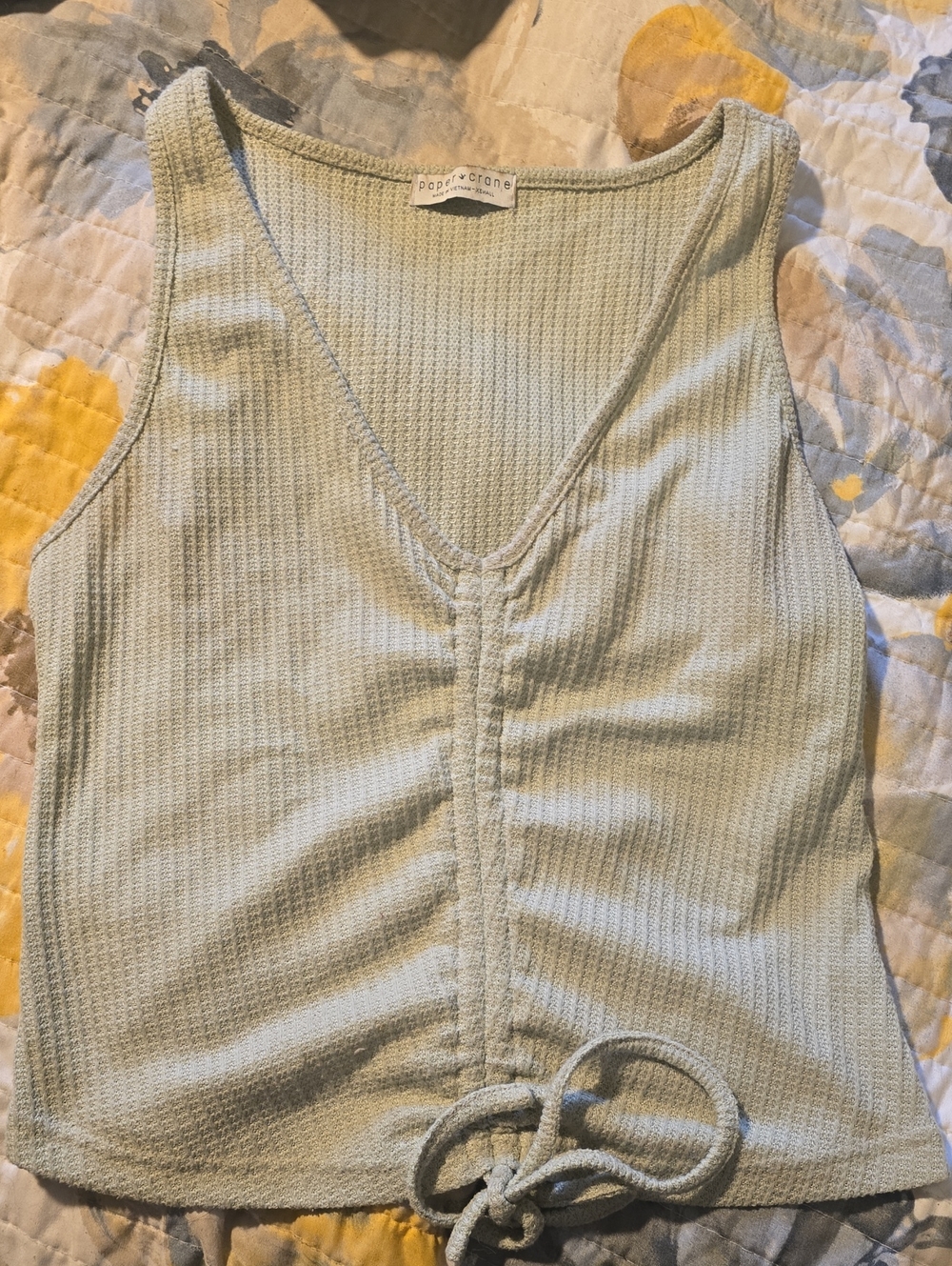 Paper Crane Light Sage Green Knit One-Piece with Waist Tie